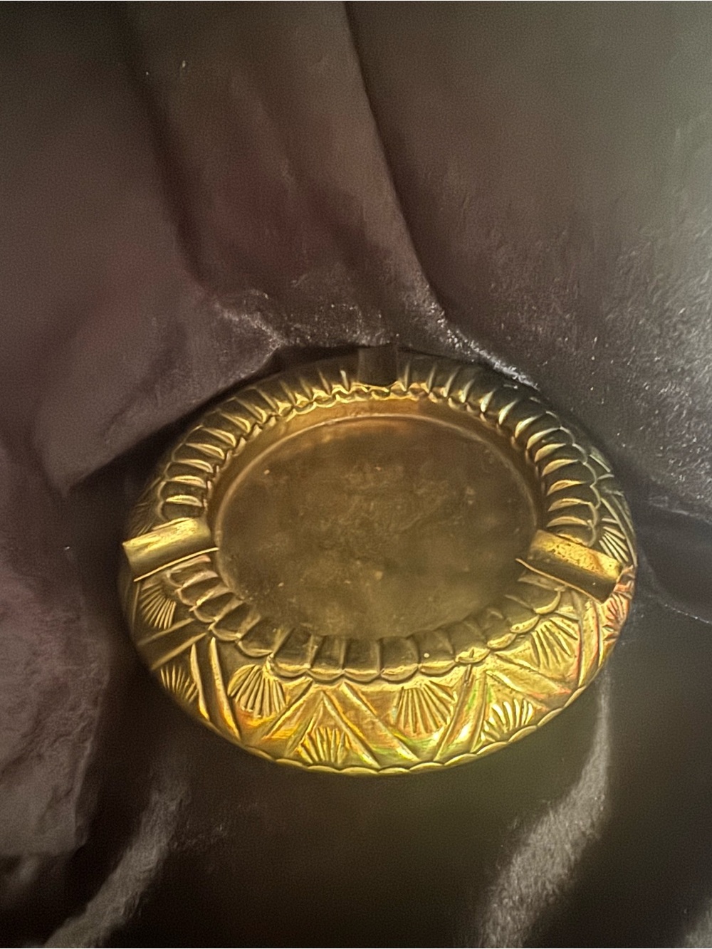Vintage 1940’s Hollywood Regency style Ornate Brass Decorative Ashtray